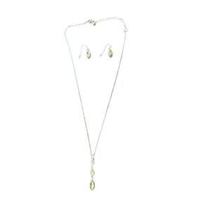 Avon Necklace & Earrings Set Yellow Pear Silver Tone Costume Jewelry‎